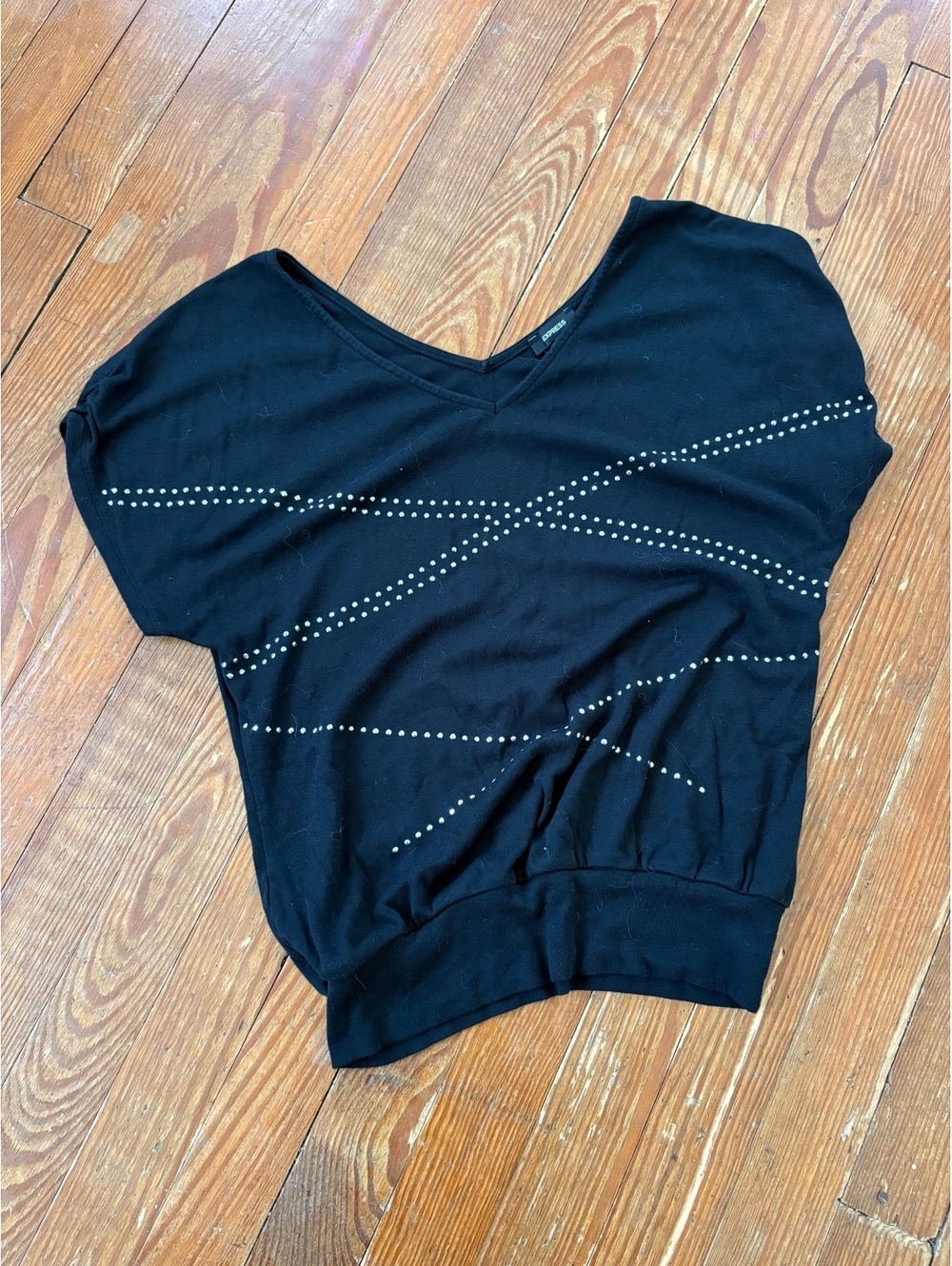 Express black studded off shoulder top